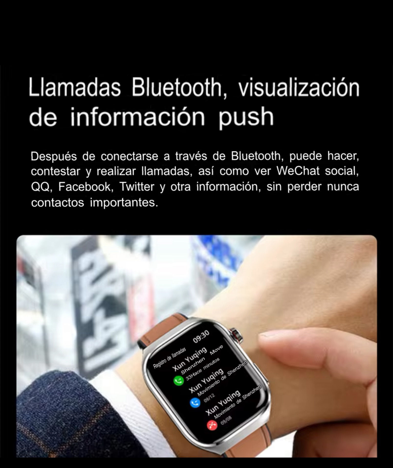 Smartwatch Glucosa Llamadas,Contesta whatsapp Monitoreo Salud