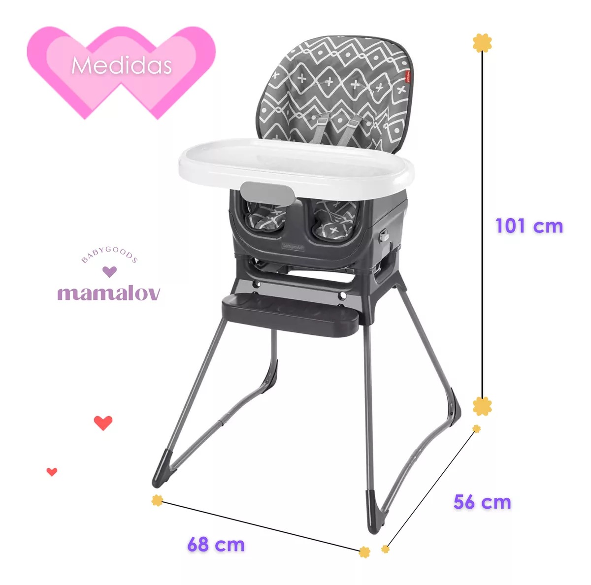 Silla Alta Para Comer Fisher-Price Baby 2 En 1 Color Gris