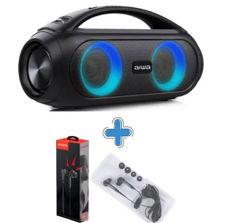 Bocina Portátil Bluetooth y luces + AUDIFONOS Aiwa combo AWS500B