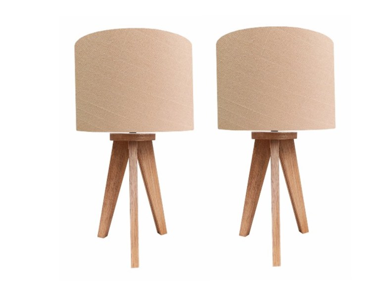 Lampara de Buro o Mesa en Madera de Encino 2 Piezas Pantalla Cafe Claro. HECHO EN MEXICO