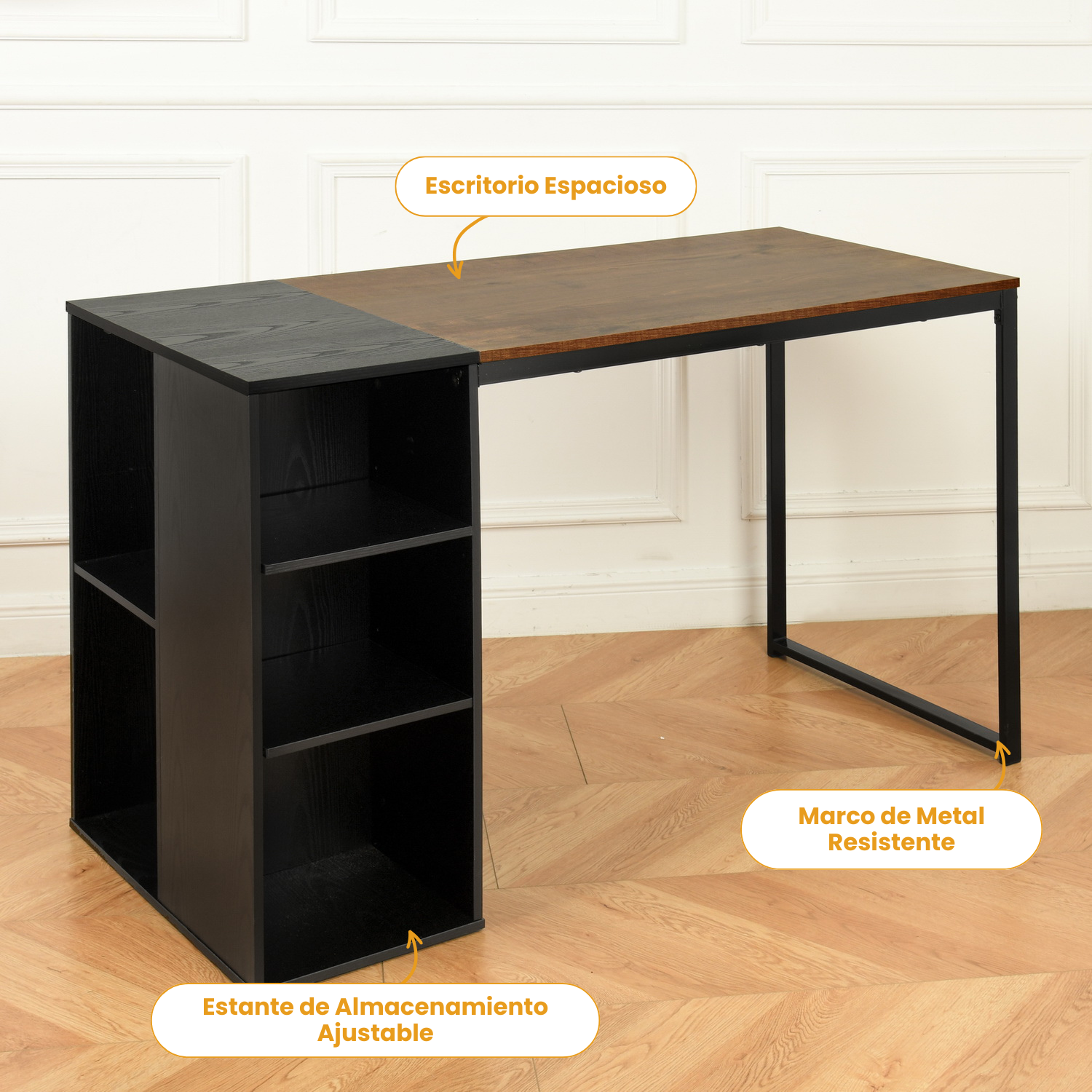 Escritorio Mdf Con Almacenaje Marrón 120 X 55 X 75.5 Cm