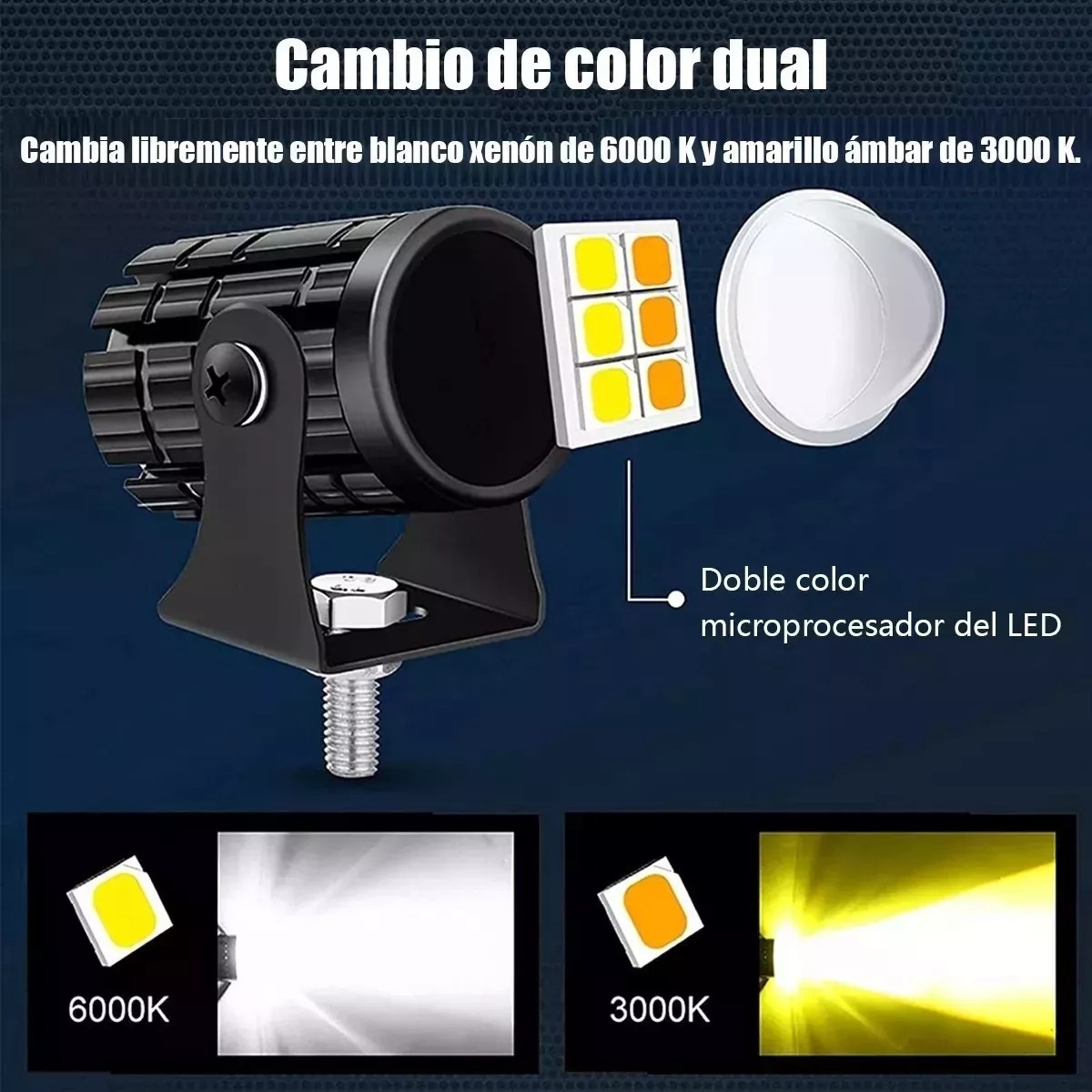 Faros Luces Led Para Motos Auto Doble Color Impermeable Par