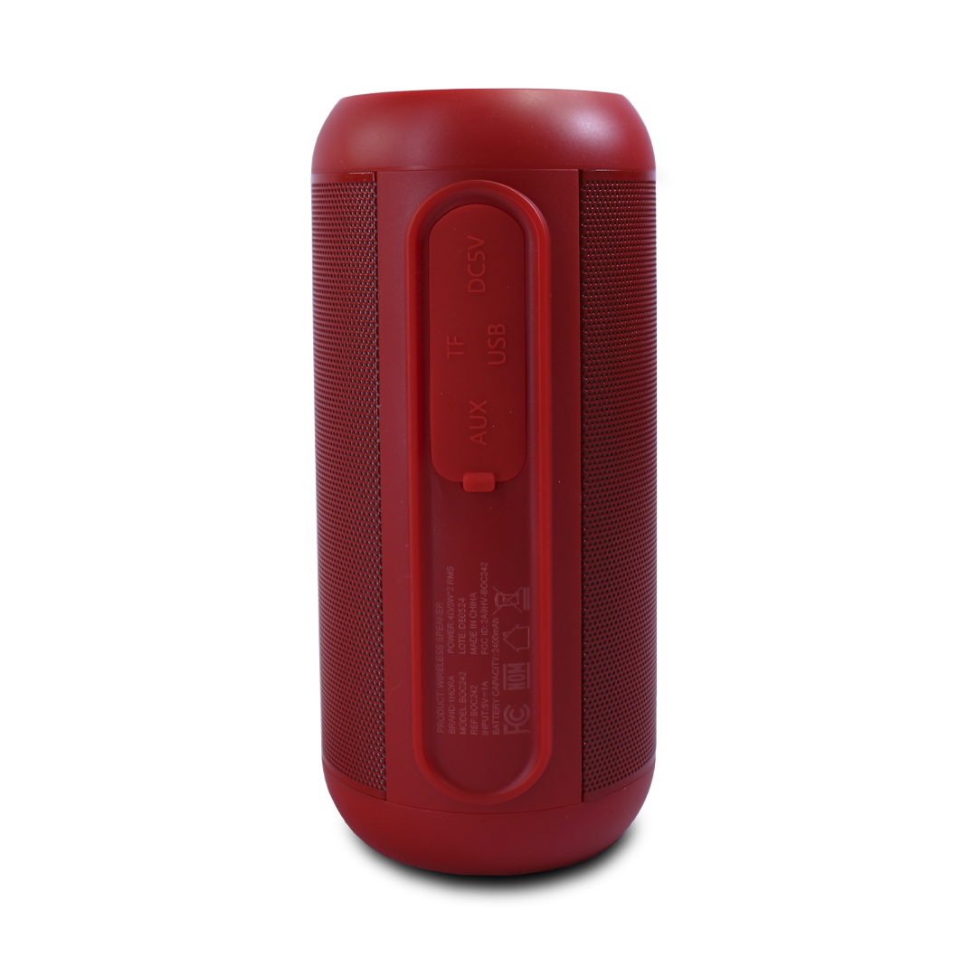 1 Hora Bocina Cilindrica Rojo Bluetooth Boc242 10w 