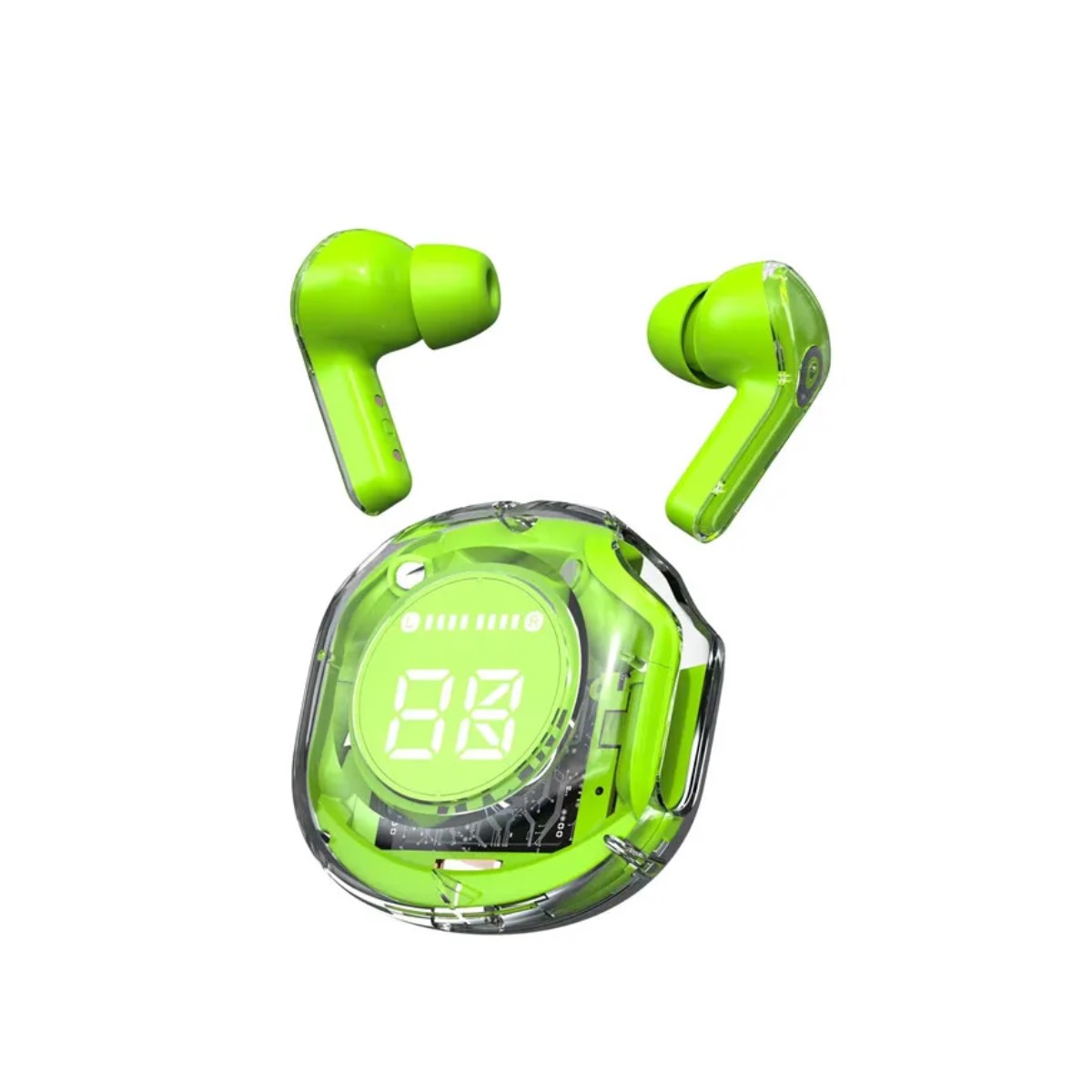 Audífonos verde audio inalámbricos Bluetooth pantalla deportivos juegos manos libres táctil led luz