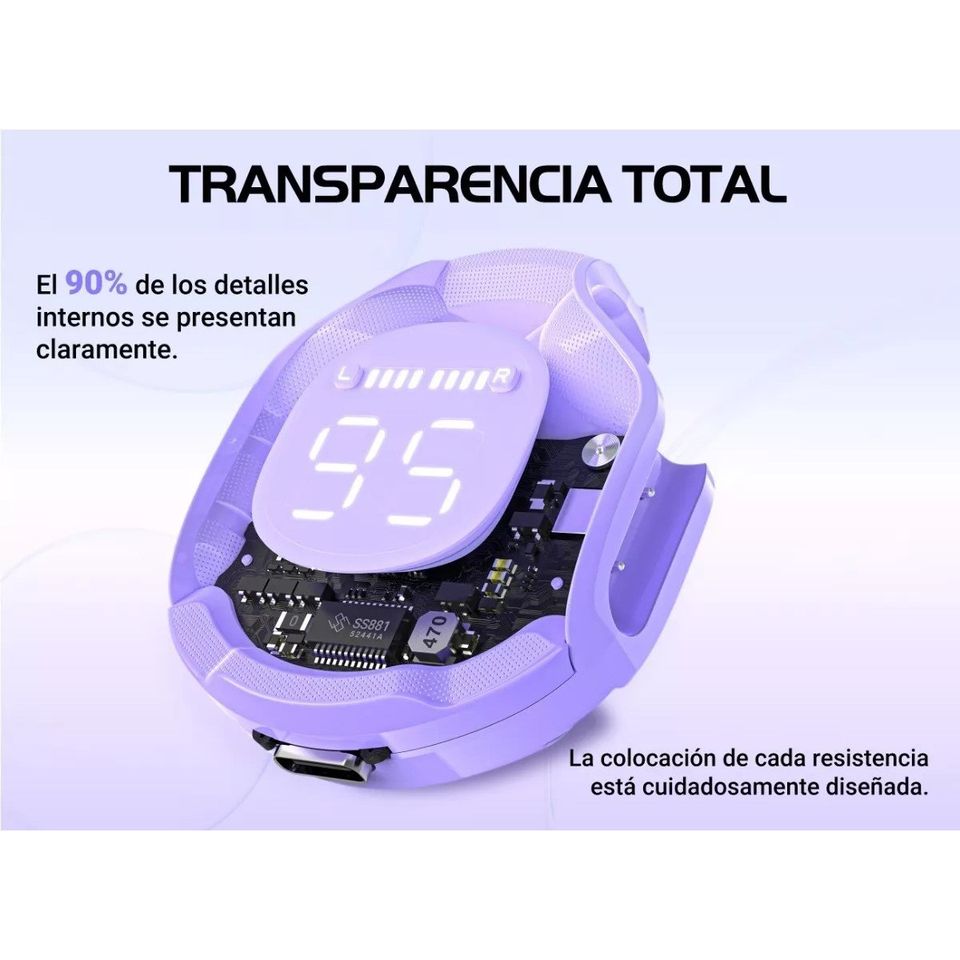 Audífonos verde audio inalámbricos Bluetooth pantalla deportivos juegos manos libres táctil led luz