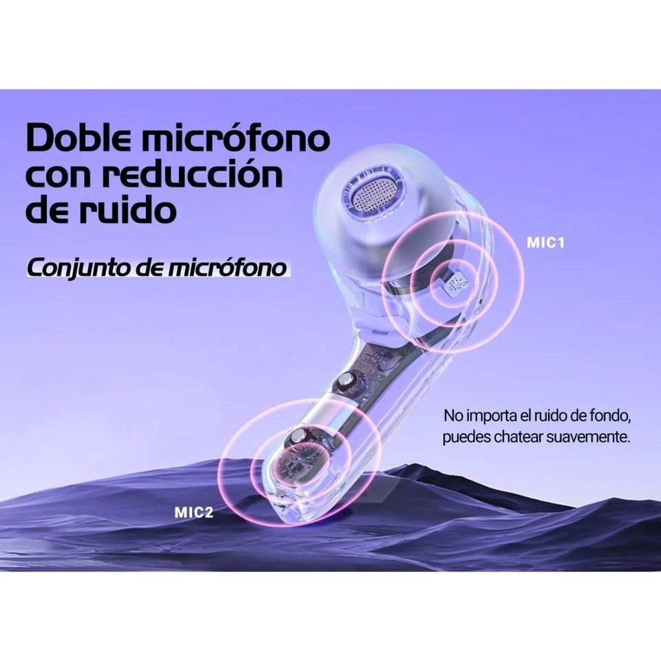 Audífonos verde audio inalámbricos Bluetooth pantalla deportivos juegos manos libres táctil led luz