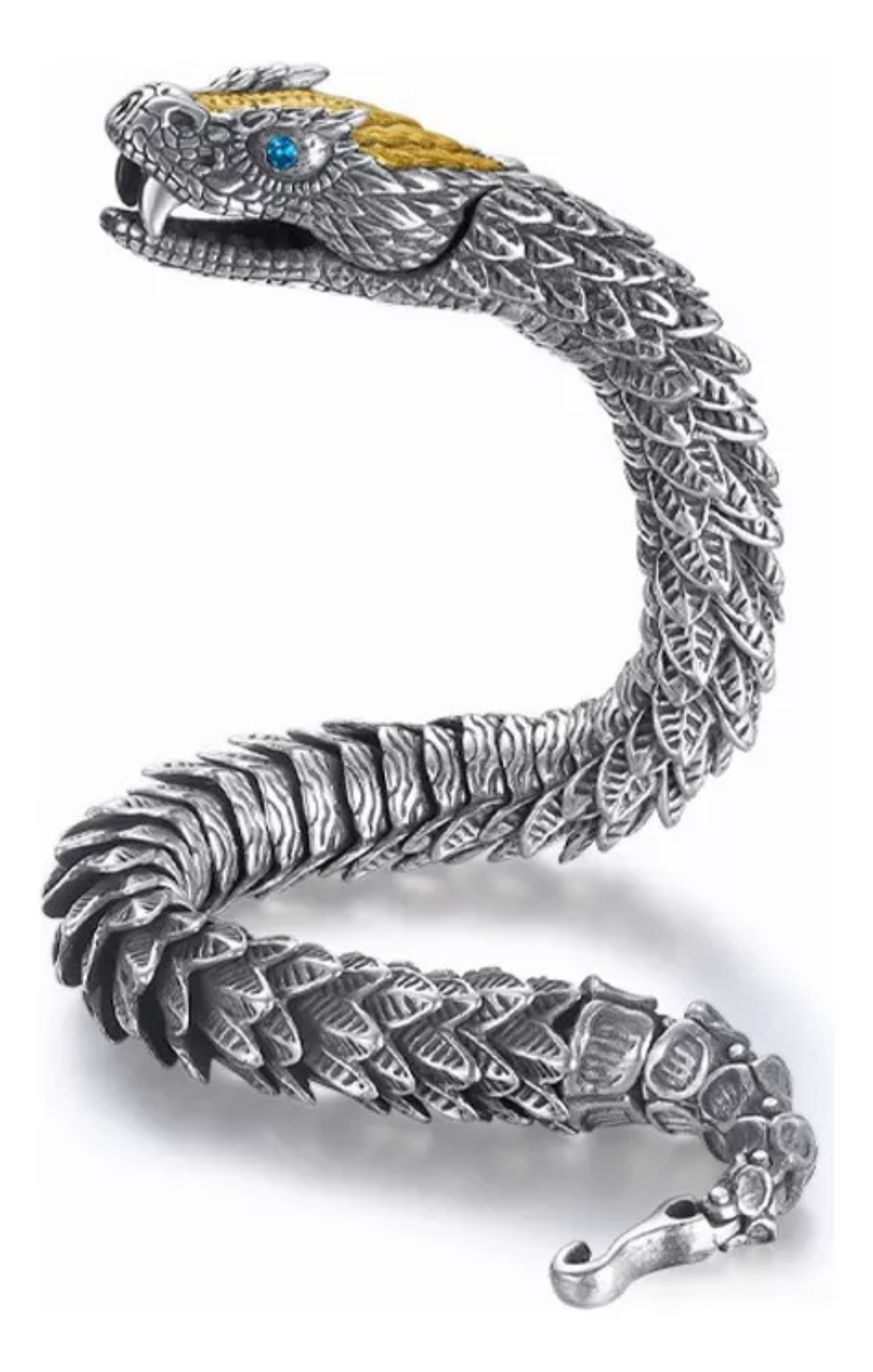 Pulsera Hombre Lujo Escamas De Serpiente Vintage Con Caja