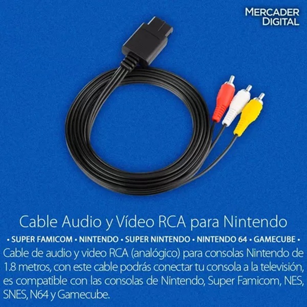 Cable AV Audio y Video para Snes Nes N64 Gamecube - Mercader