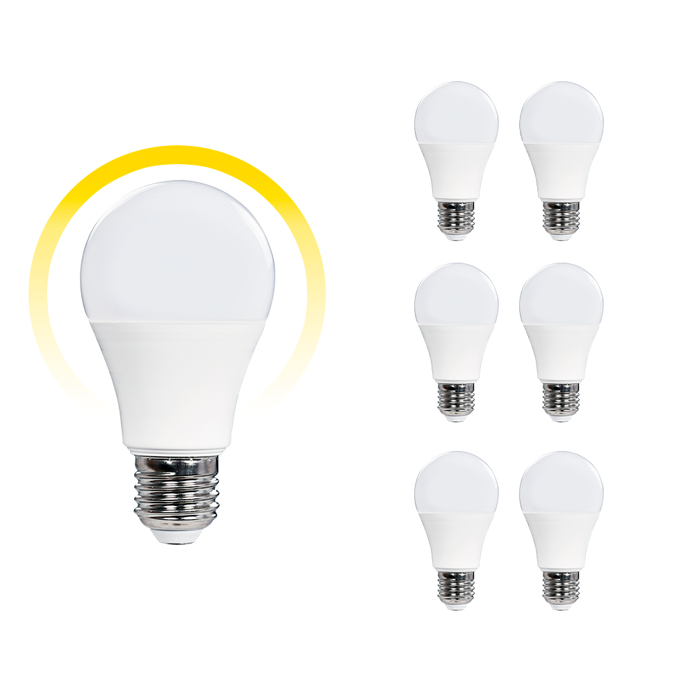 6 Focos ICON Led Ahorrador 12W A60 Luz Cálida Ilumina 75W