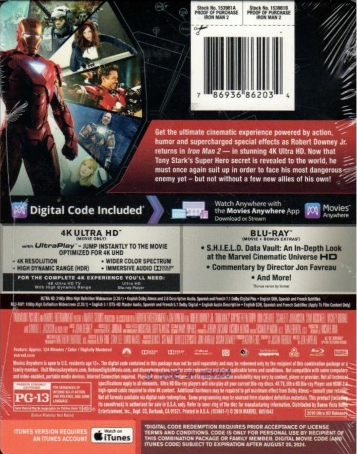 Iron Man 2 Marvel Target Steelbook Pelicula 4k Ultra Hd