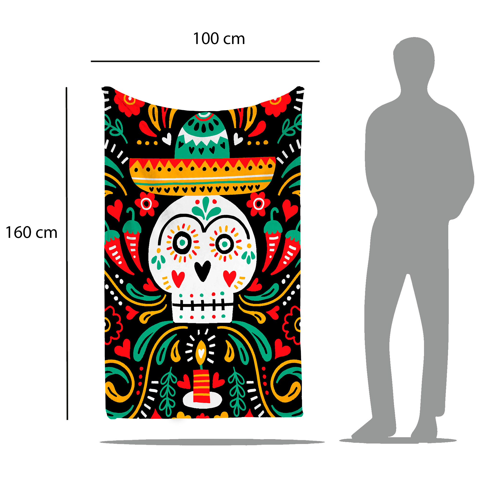 Cobija Manta Frazada Diseño de Calavera Méxicana Fiestas Patrias Ultra Suave y Ligera de Alta Calidad