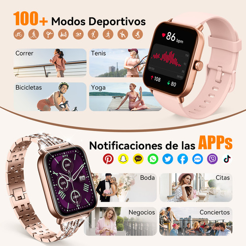 Reloj Smartwatch Mujer Relojes Inteligentes 1.8' Smart Watch