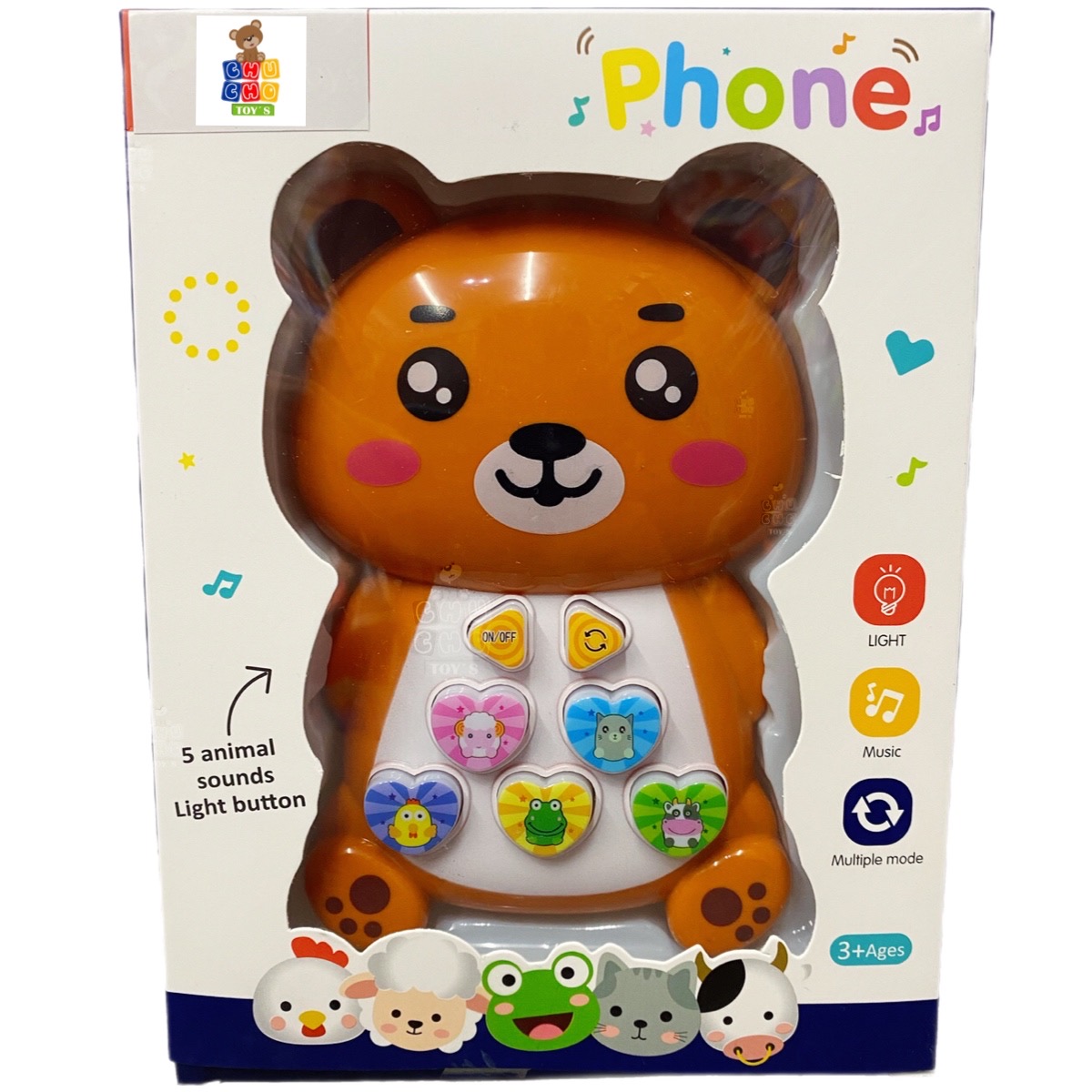 Telefono Oso Musical Sonido Animales Y Luces Diferentes Modos De Juego