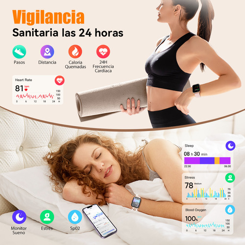 Reloj Smartwatch Mujer Relojes Inteligentes 1.8' Smart Watch