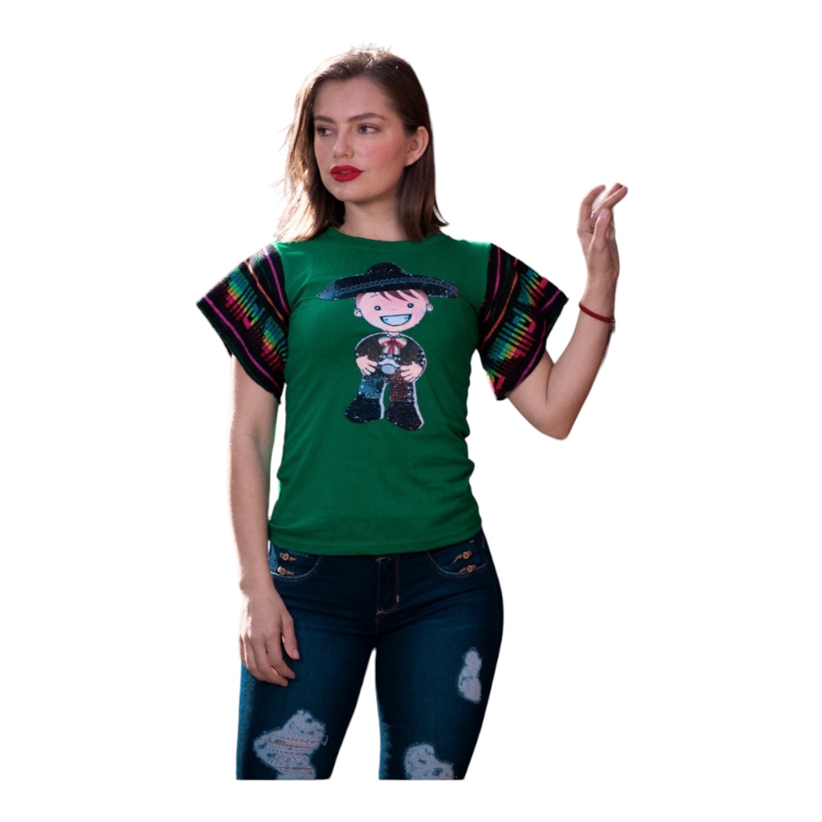 Blusa Tipica Con Olanes Reboso Mariachi Fiestas Patrias