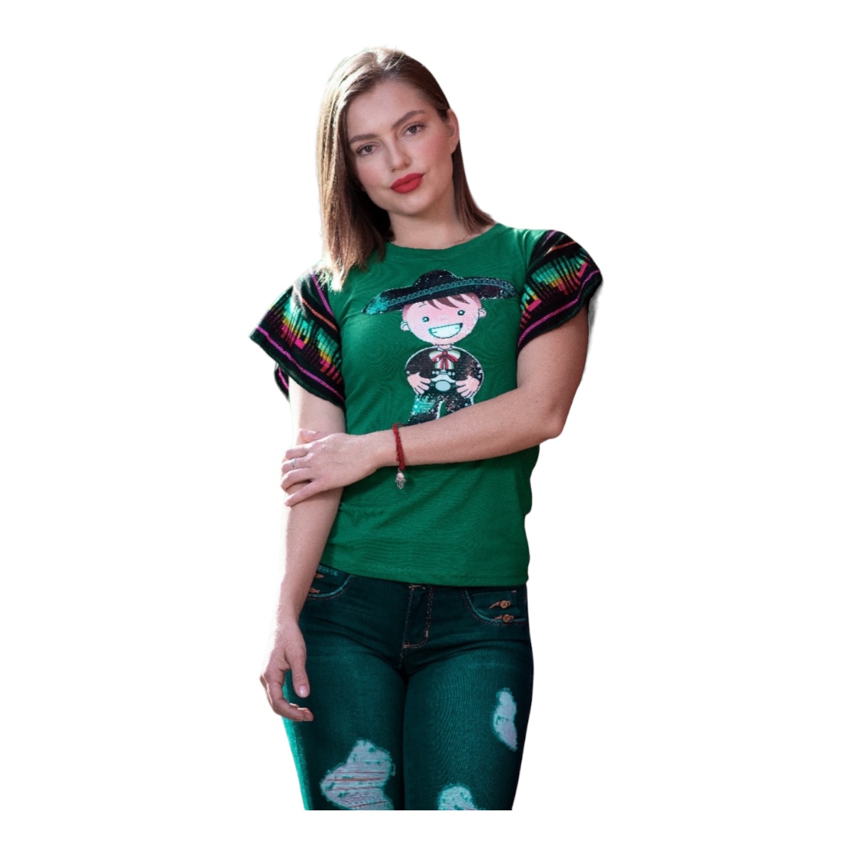 Blusa Tipica Con Olanes Reboso Mariachi Fiestas Patrias