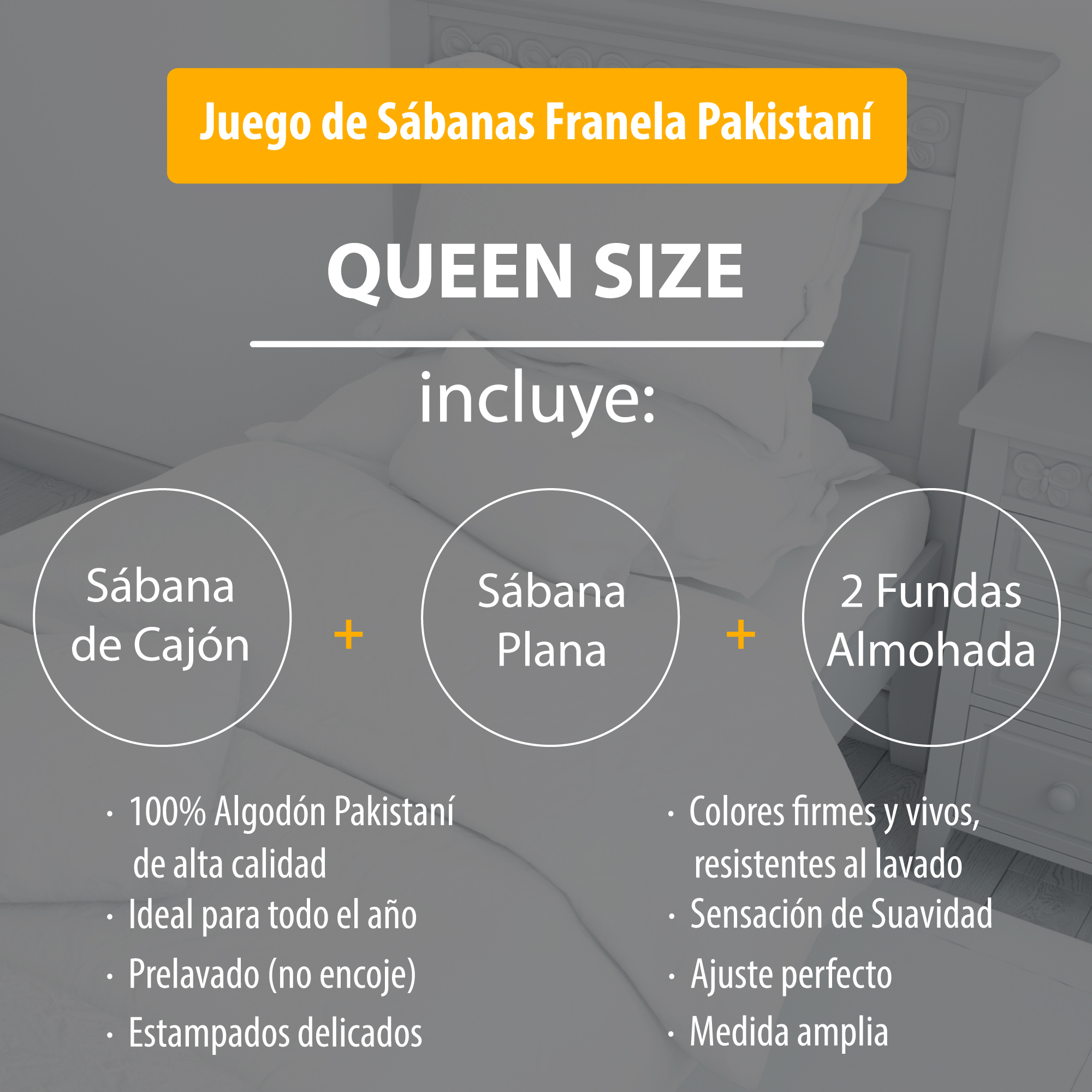 Sábana De Franela Queen Size Estampado - Verta Algodón 100% - Tacto Suave