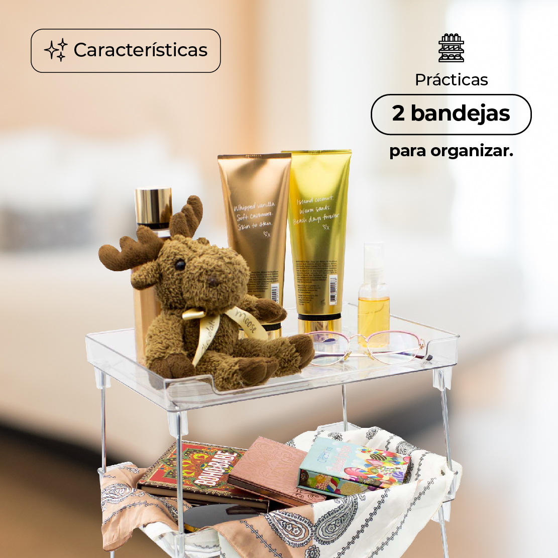Organizador de  Acrílico para Cosméticos con 2 Niveles