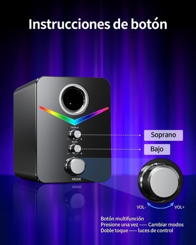 Bocinas Con Subwoofer Con Luces Rgb Led Para Pc/tv NEGRO