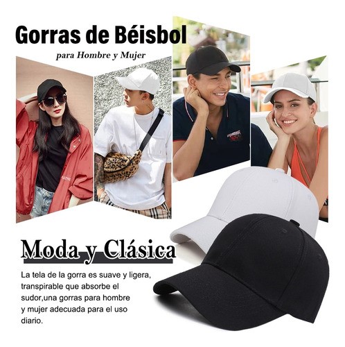 Gorras Deportivas Cómodas Unisex Color: Negro + Blanco