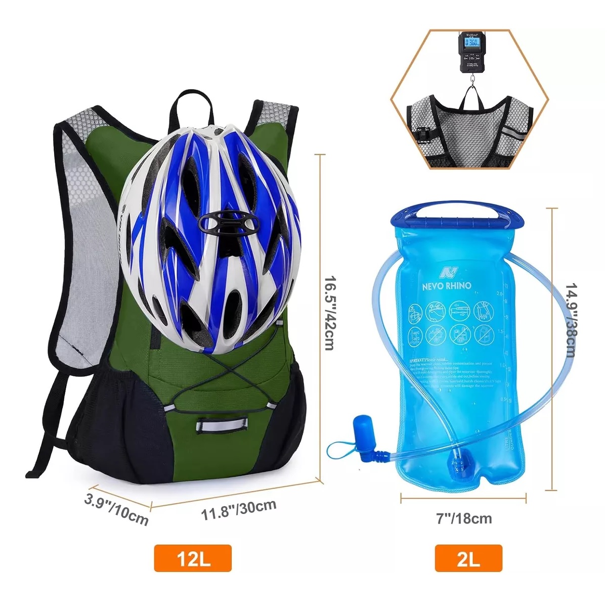 Mochila Hidratación Ciclismo Campismo Bolsa De Agua Viaje 4l Army Green