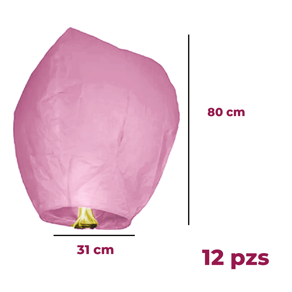 12 Globos de Cantoya fabricados en papel China 80 X 37 cm para elevar incluye parafina y mechero.