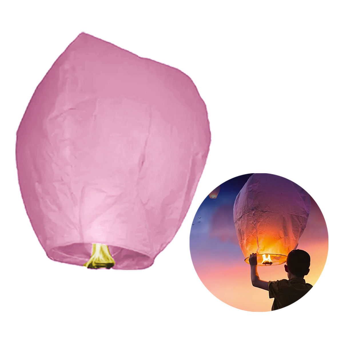 12 Globos de Cantoya fabricados en papel China 80 X 37 cm para elevar incluye parafina y mechero.