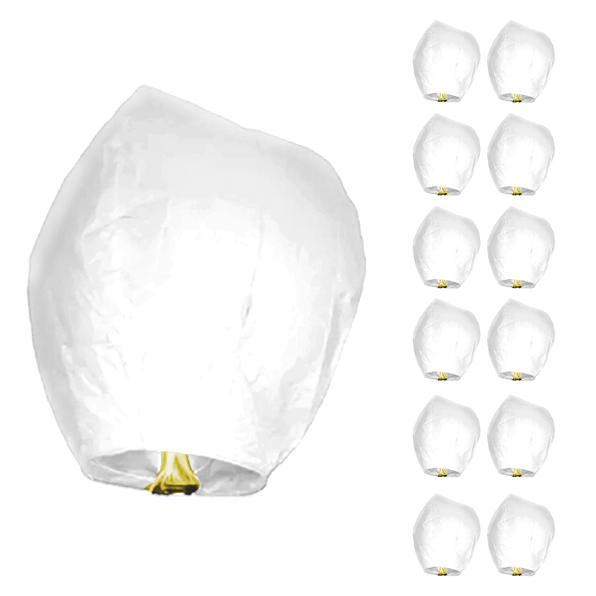 12 Globos De Cantoya Fabricados En Papel China De 80cm X 37cm Color Blanco. Para Elevar Incluye Parafina Y Mechero.