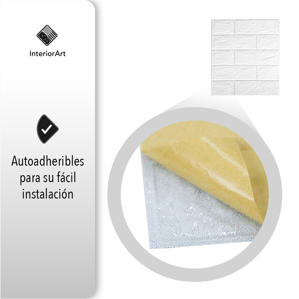 PAPEL TAPIZ PATRÓN LADRILLO 10 PZAS COLOR BLANCO