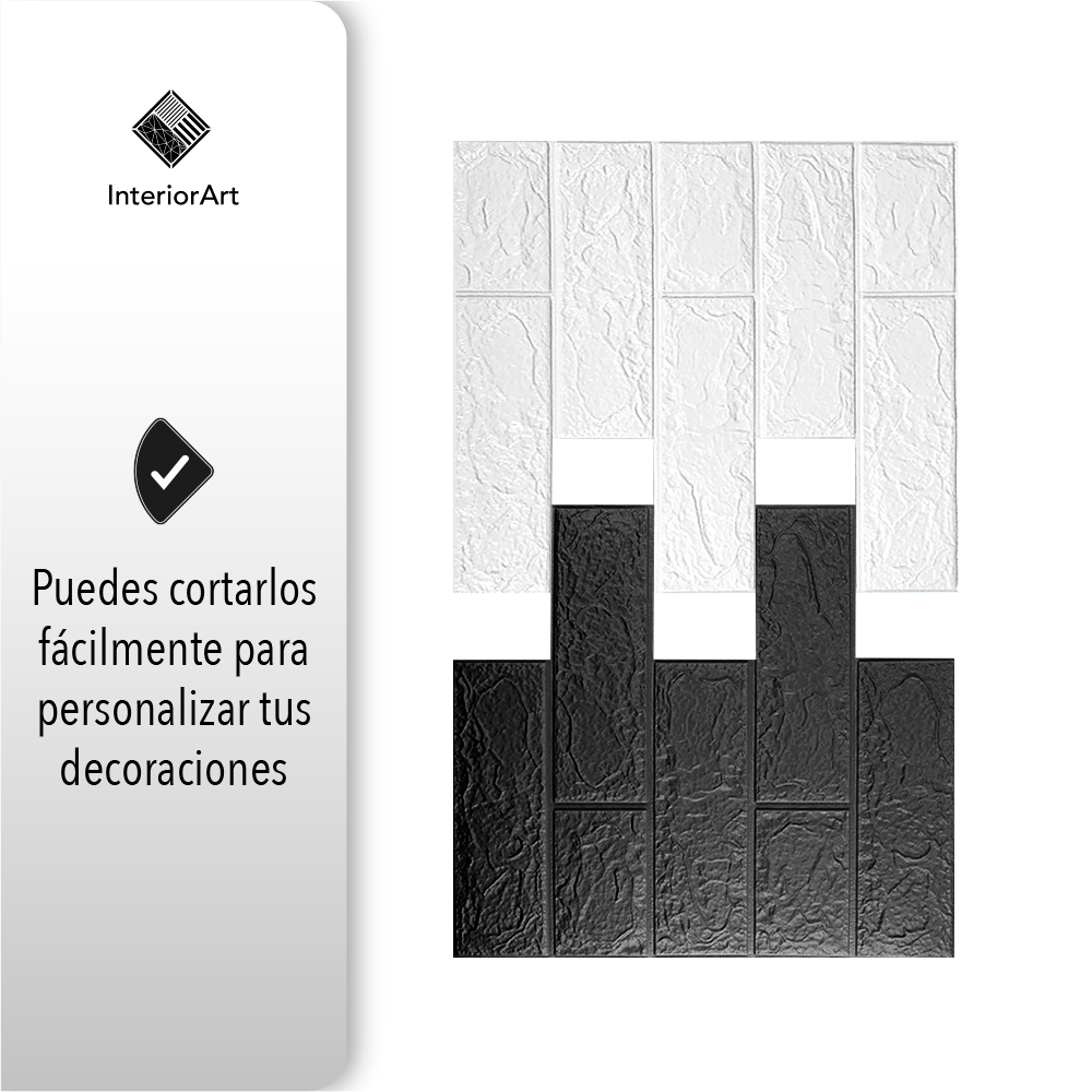 PAPEL TAPIZ PATRÓN LADRILLO 10 PZAS COLOR BLANCO