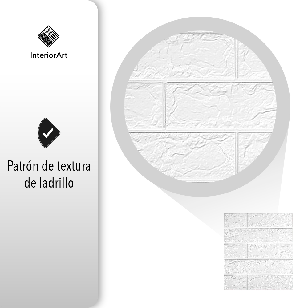 PAPEL TAPIZ PATRÓN LADRILLO 10 PZAS COLOR BLANCO
