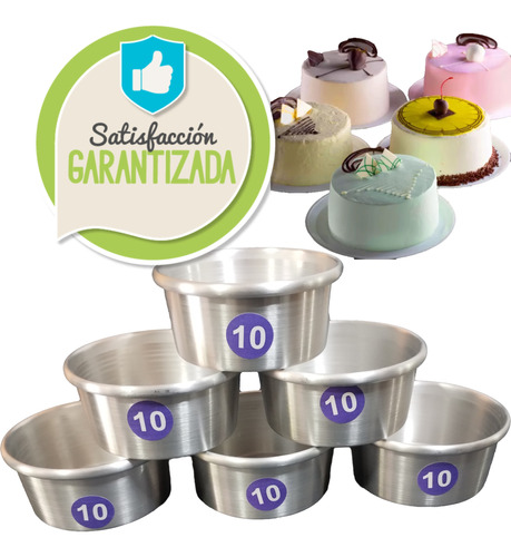 6 Moldes Circulares De Aluminio Para Mini Pastel De 10 Cm