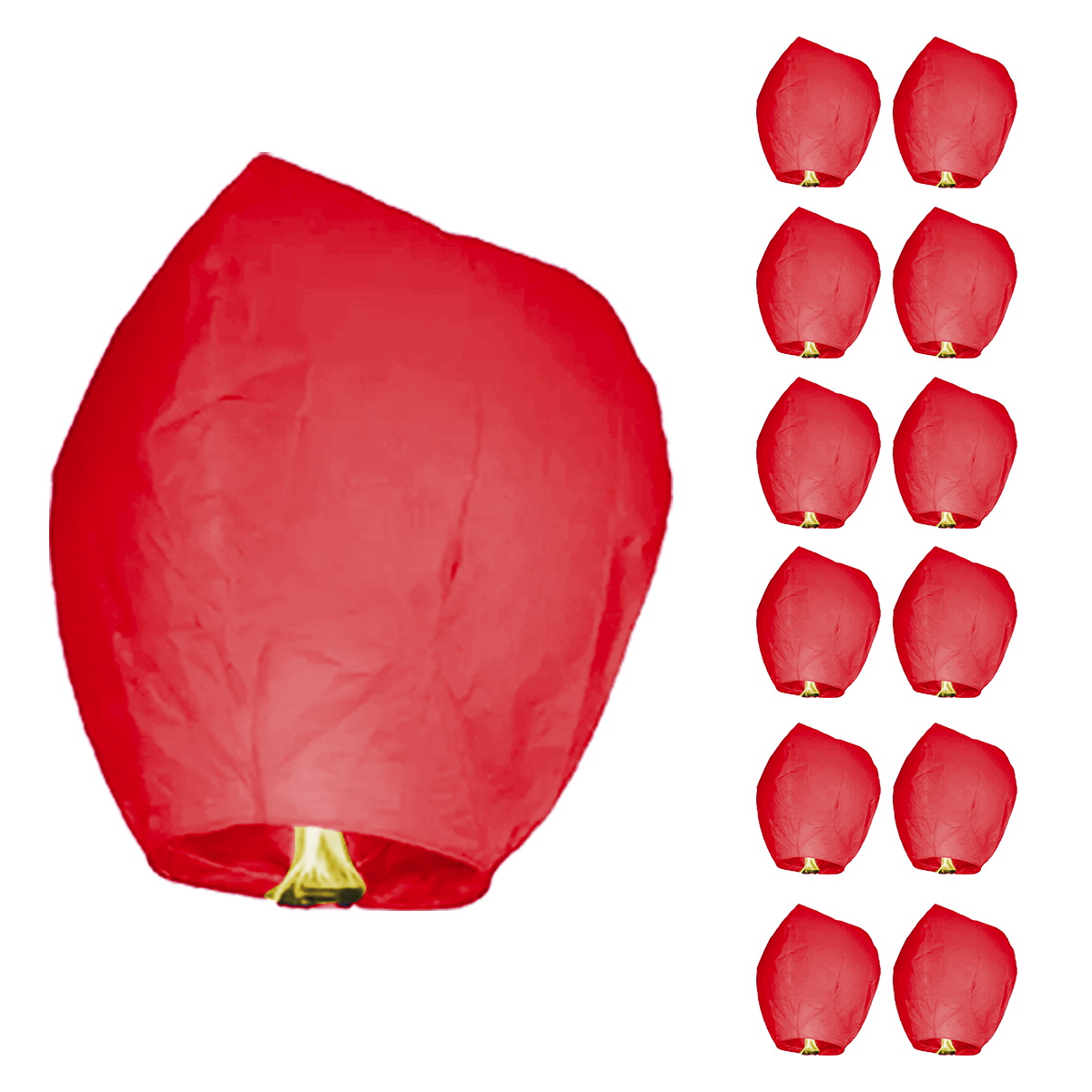 24 Globos De Cantoya Fabricados En Papel China De 80cm X 37cm Color Rojo. Para Elevar Incluye Parafina Y Mechero.