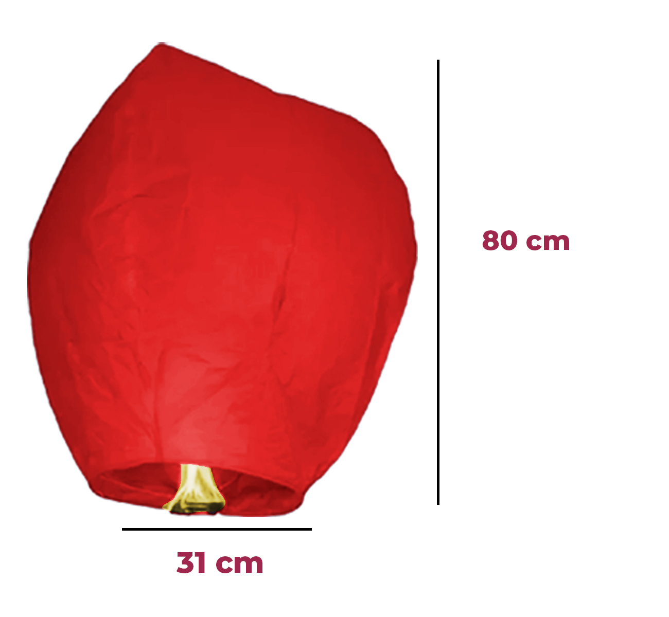 24 Globos De Cantoya Fabricados En Papel China De 80cm X 37cm Color Rojo. Para Elevar Incluye Parafina Y Mechero.