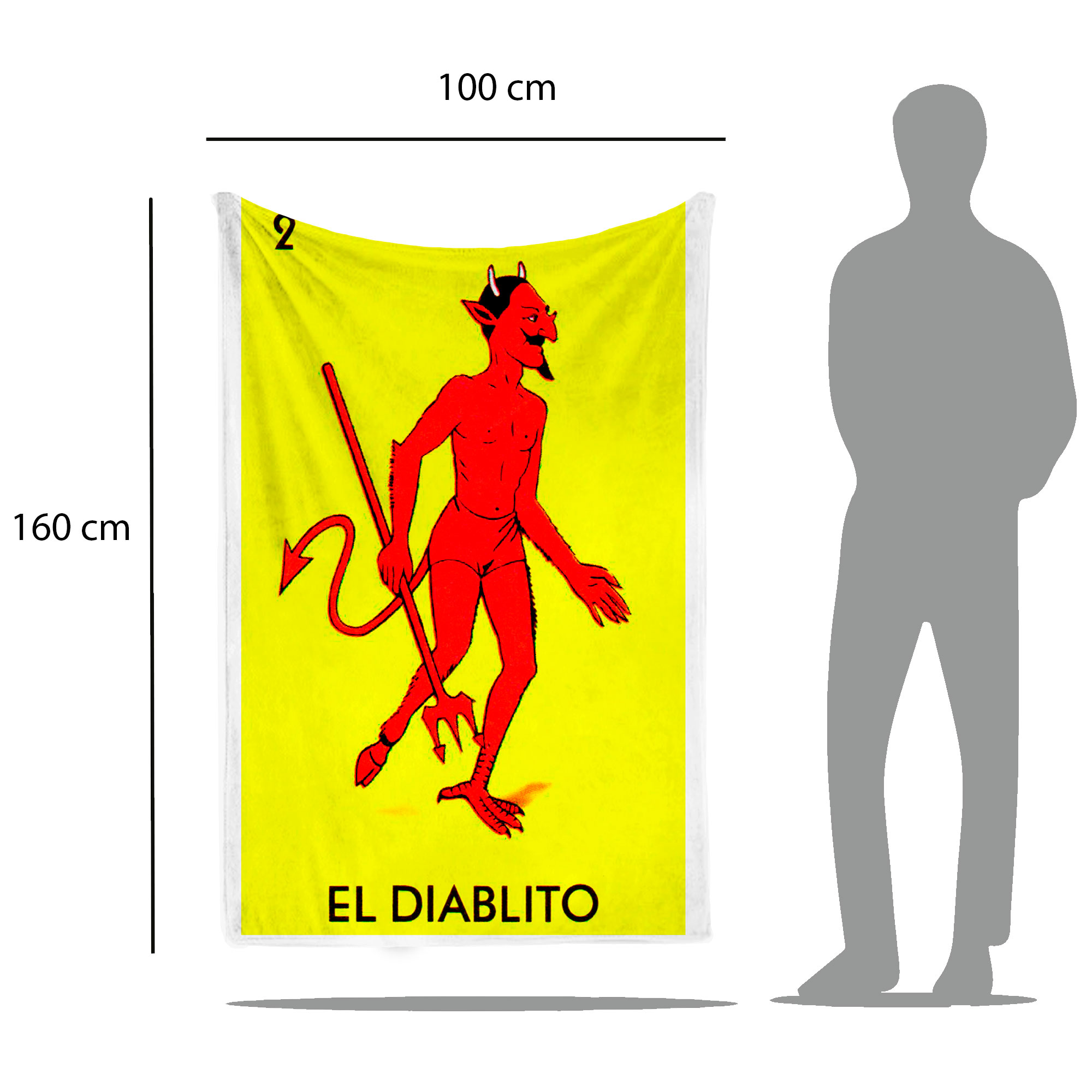 Cobija Manta Frazada Diseño de Carta de Lotería “El diablito” Fiestas Patrias Ultra Suave y Ligera de Alta Calidad