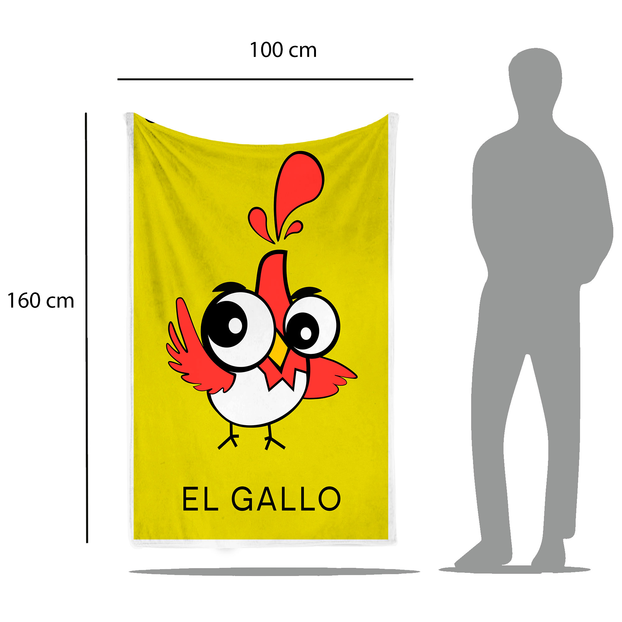 Cobija Manta Frazada Diseño de Carta de Lotería “El gallo” Fiestas Patrias Ultra Suave y Ligera de Alta Calidad