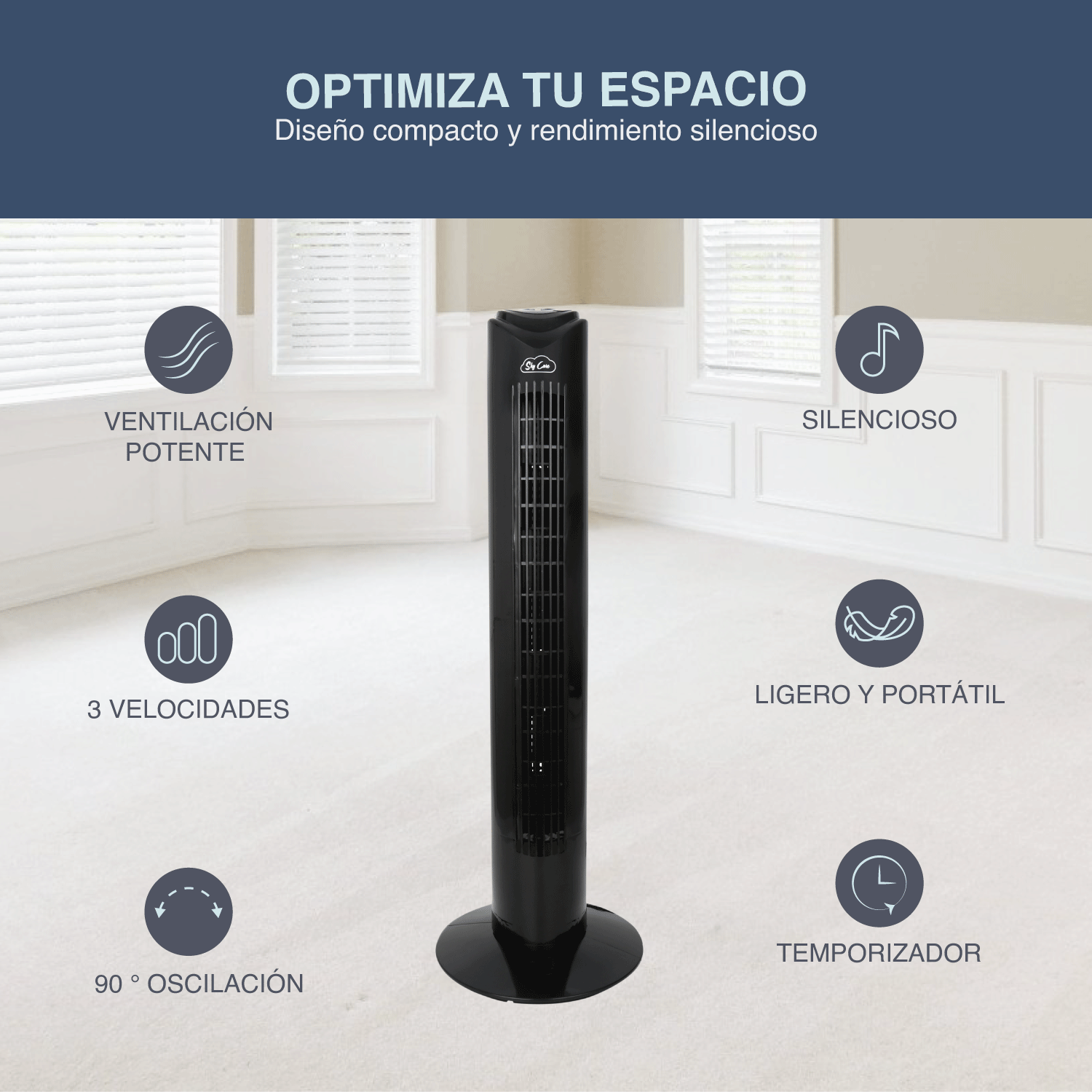 Ventilador de Torre 83cm control remoto SkyCare Set de 2 