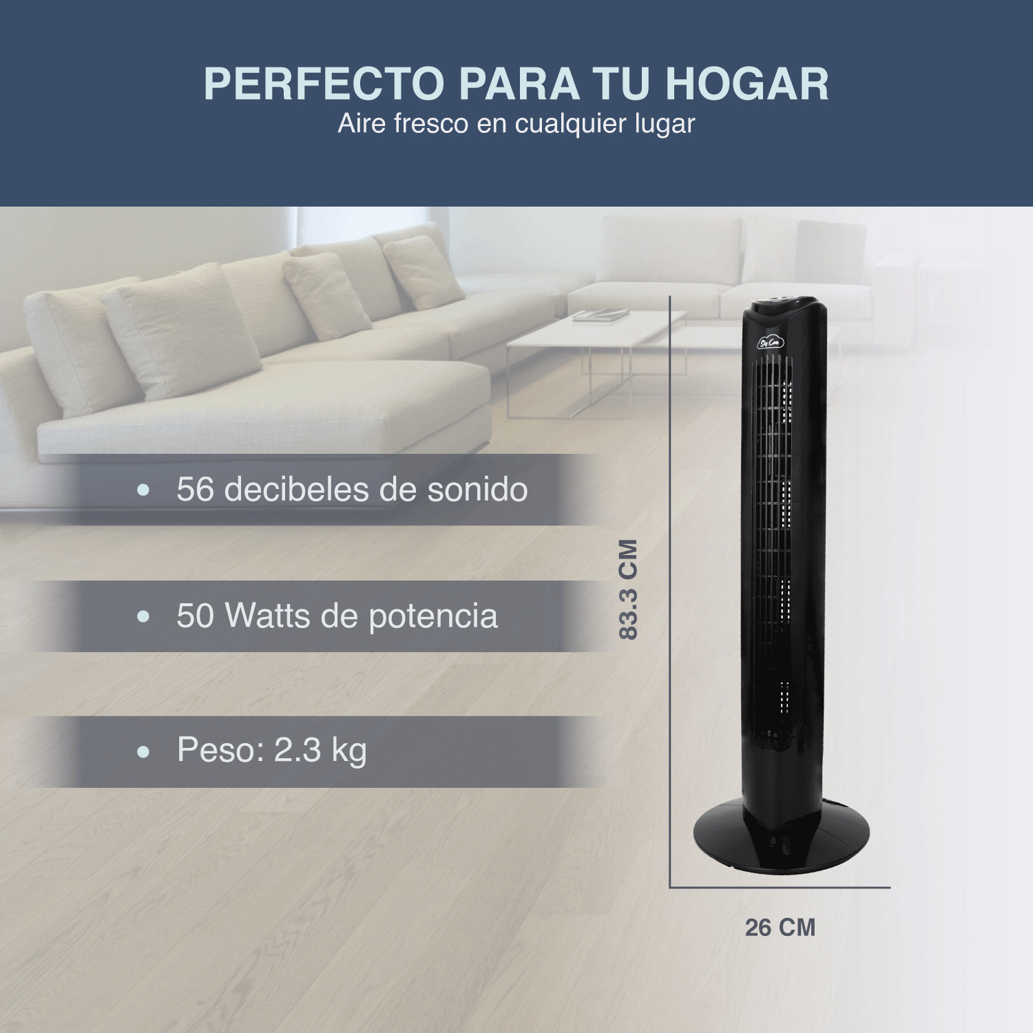 Ventilador de Torre 83cm control remoto SkyCare Set de 2 