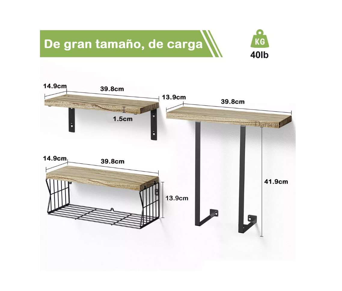 Estantes De Baño  Repisas Madera Con Cesta De Almacenamiento T