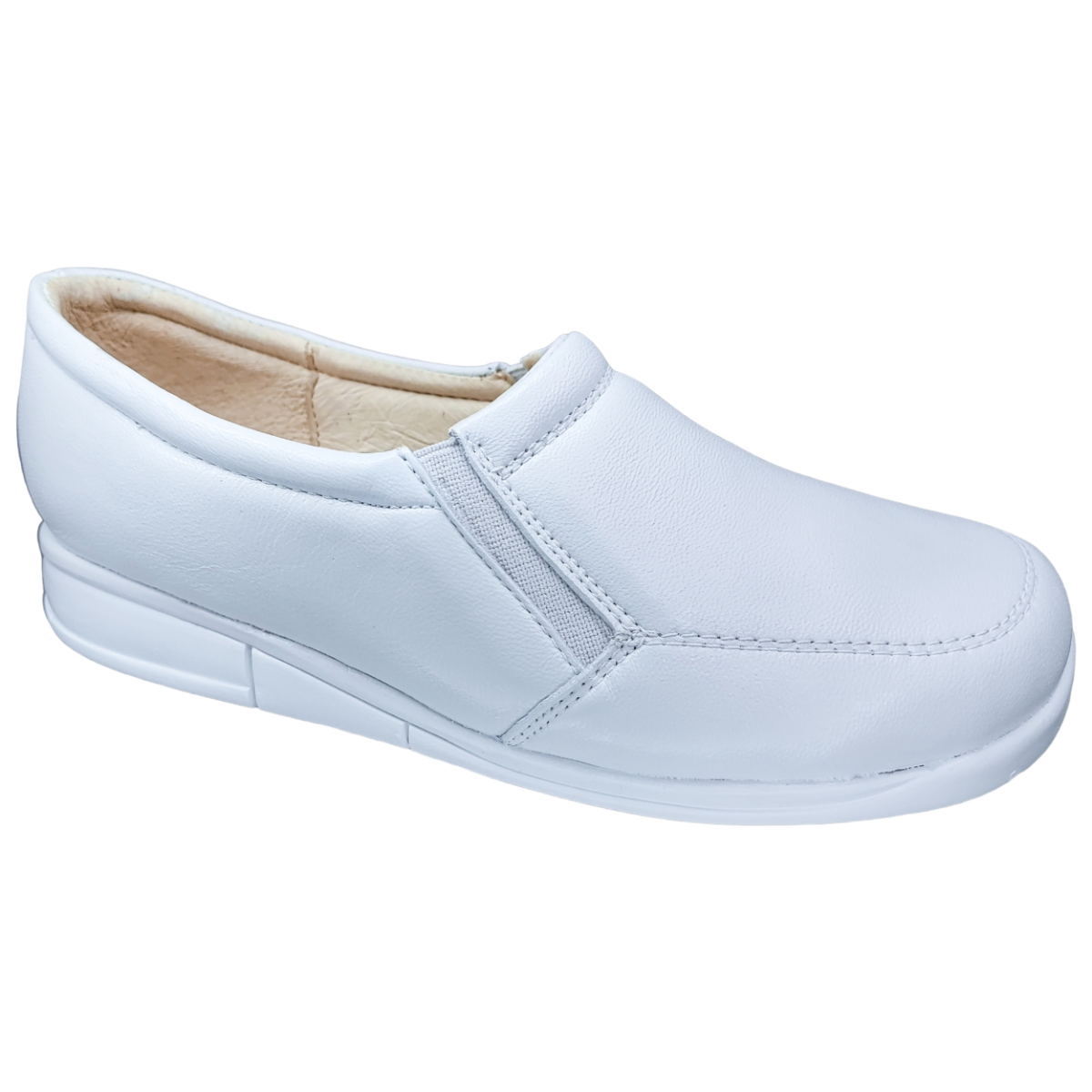 Zapatos de Enfermeria para Mujer en Piel Clinicos Blanco Ideal