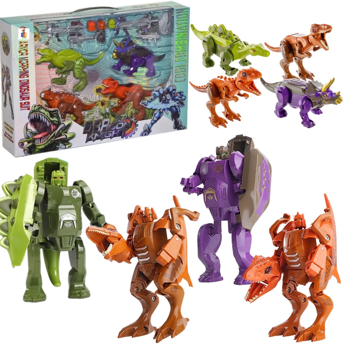 Transformer Robot Dinosaurios Con Accesorios 4en1