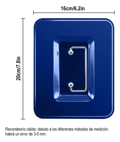 Caja Fuerte Metálica De Seguridad Con Llave, AZUL/NEGRO