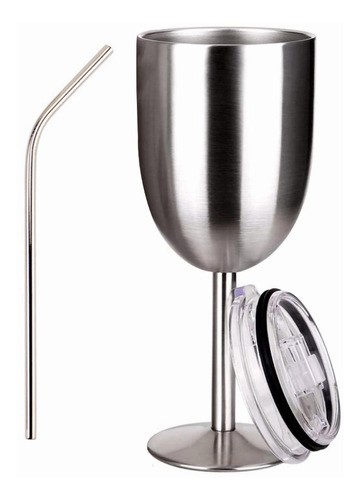 Copa De Vino Termo De Acero Inoxidable Tipo 12 oz Plata
