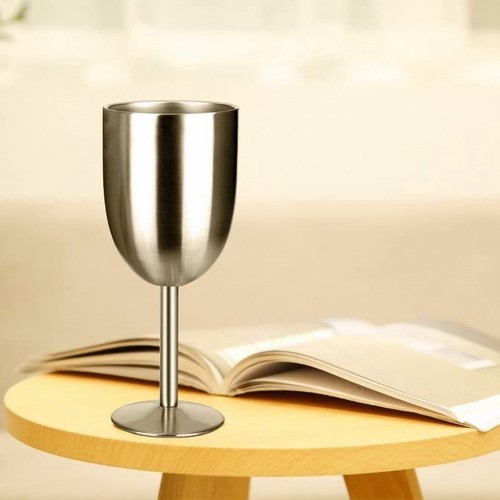 Copa De Vino Termo De Acero Inoxidable Tipo 12 oz Plata