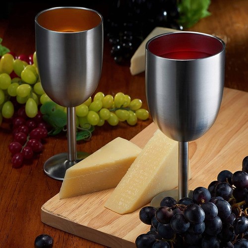 Copa De Vino Termo De Acero Inoxidable Tipo 12 oz Plata