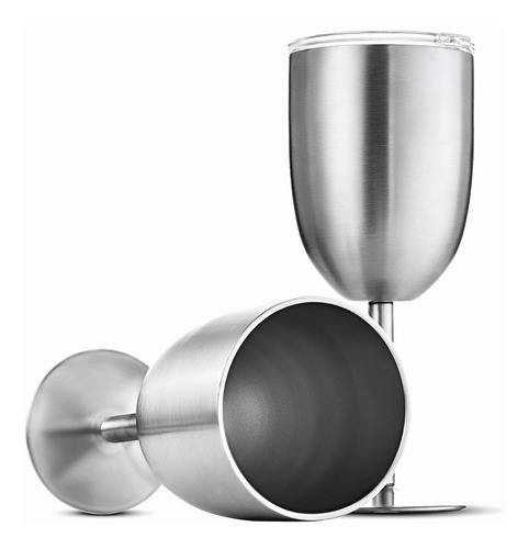 Copa De Vino Termo De Acero Inoxidable Tipo 12 oz Plata