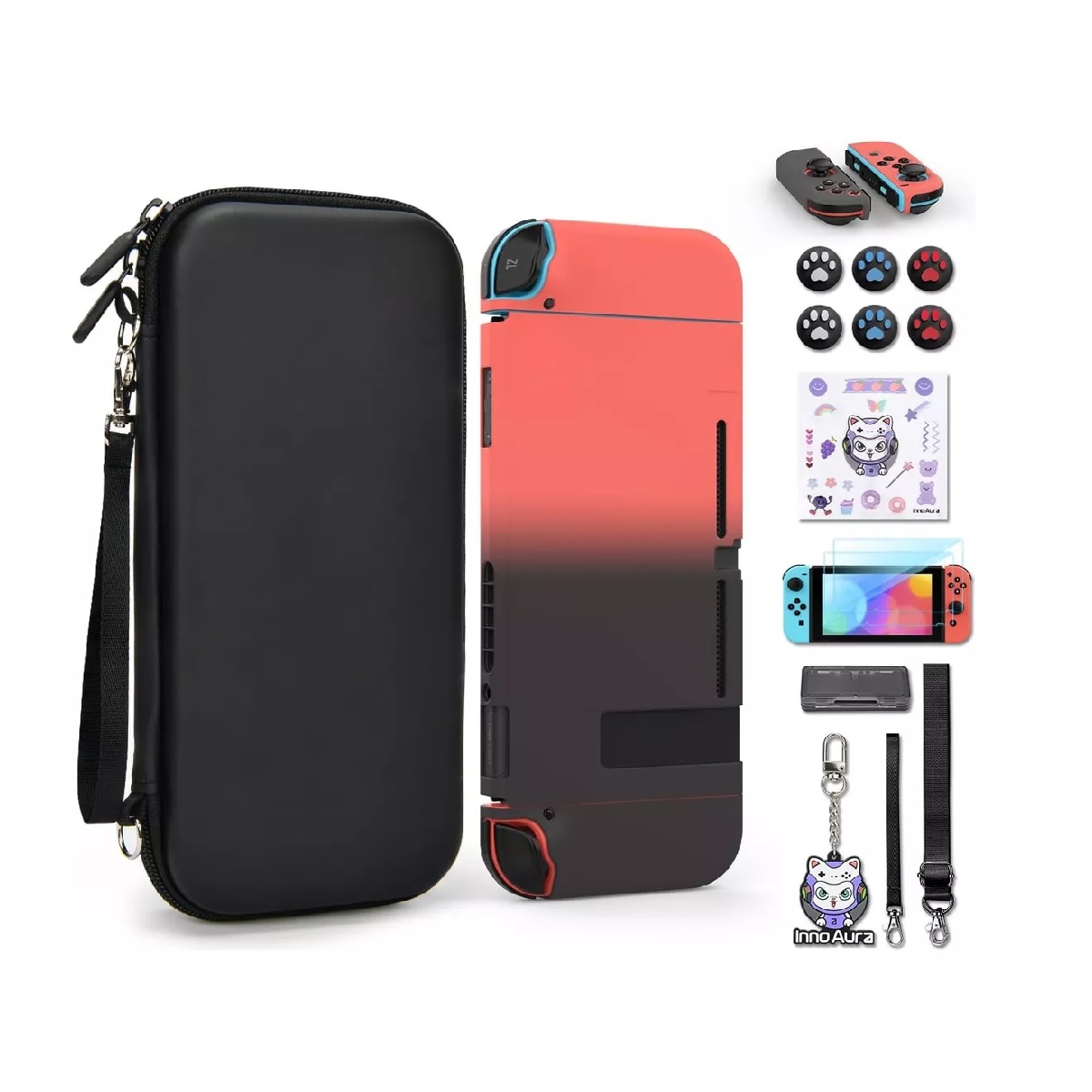 Kit De Accesorios Para Nintendo Switch Funda Estuche Negro
