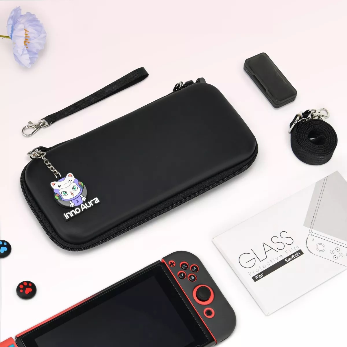 Kit De Accesorios Para Nintendo Switch Funda Estuche Negro