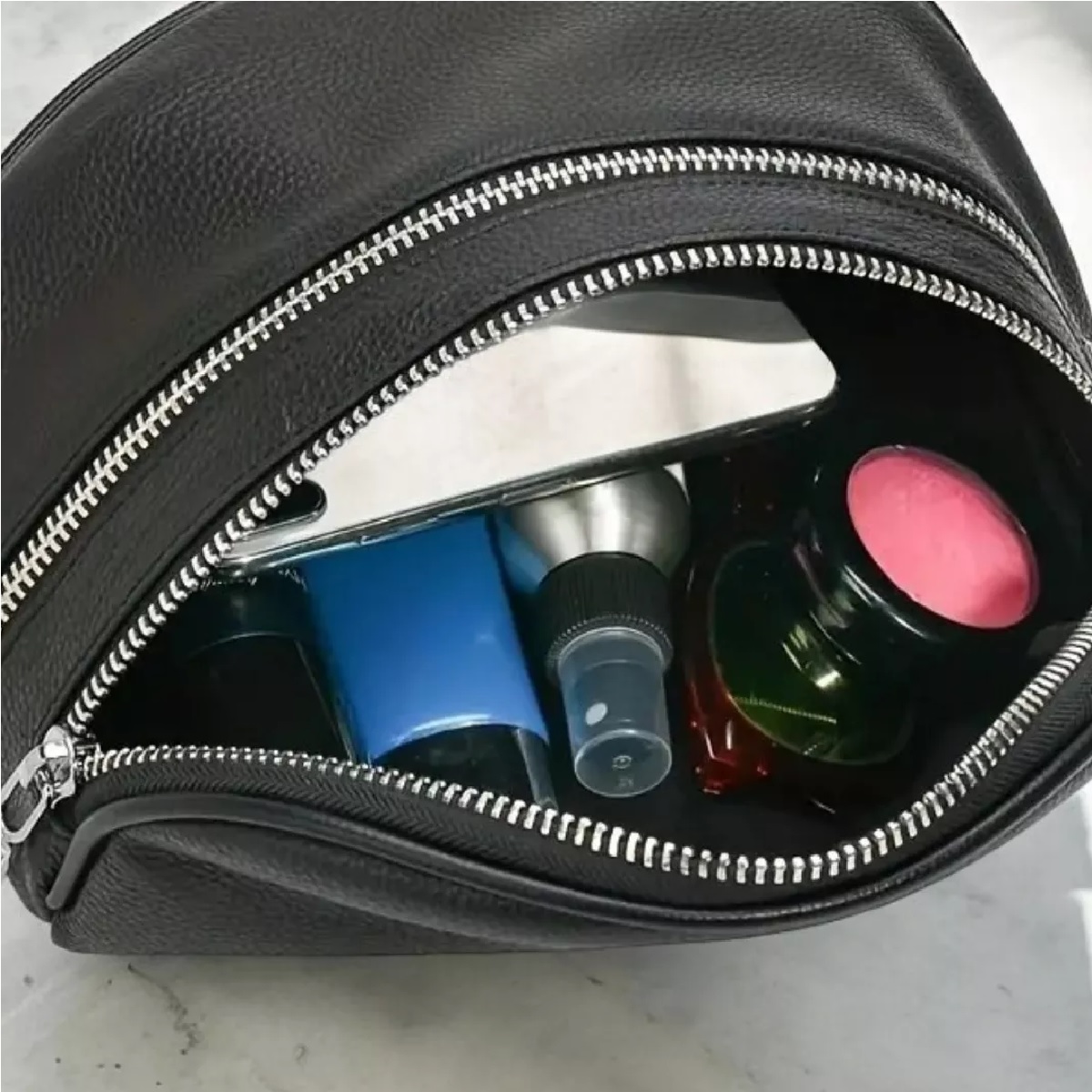 Riñonera Retro De Cuero Para Mujer Color Negro 