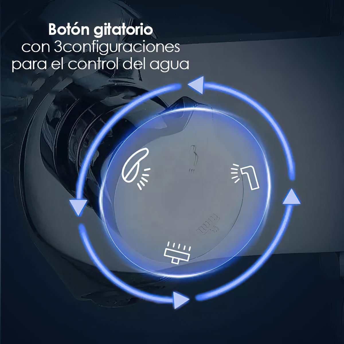 Sistema de ducha 3 funciones con boquilla de bañera, ducha de lluvia y ducha de mano cromo